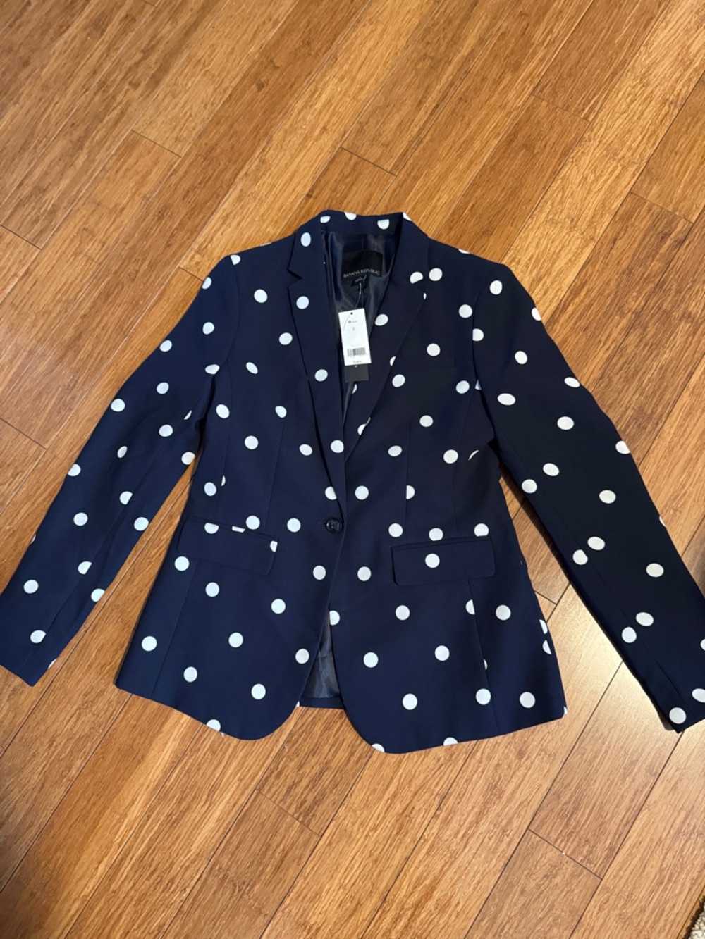 NWT Banana Republic Navy Blazer with White Polka Dots